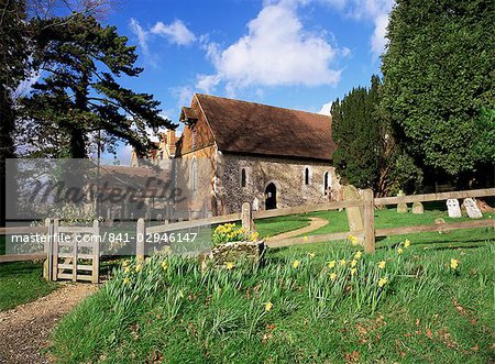 St. Bartholomew's church, dating from circa 1060, the smallest church in Surrey, Wanborough, Surrey, England, United Kingdom, Europe