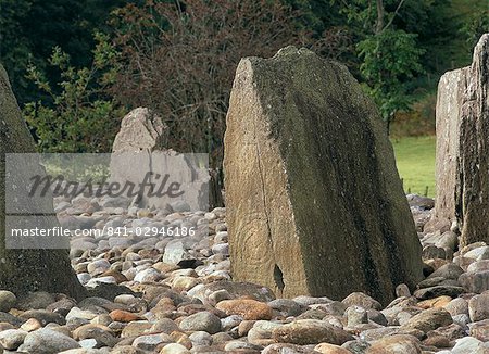 Coupe et anneau marque au nord Pierre dans le cercle de Pierre au Temple de bois datant d'avant 3000 avant JC, Kilmartin Glen, Argyll and Bute, Ecosse, Royaume-Uni, Europe