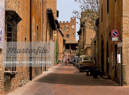 14th century town hall at the top of the main street in the walled medieval castle village above the main town, Ceraldo, Firenze (Florence), Tuscany, Italy, Europe