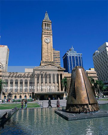 Fontaine devant l'hôtel de ville de Brisbane, Queensland, Australie, Pacifique