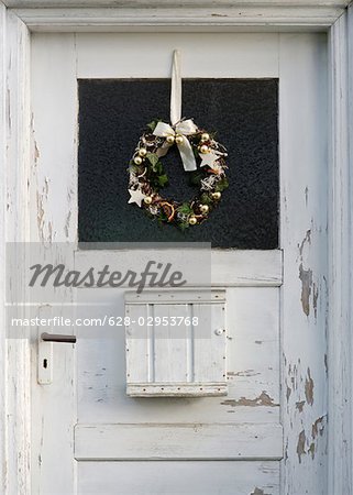 Advent wreath at old front door