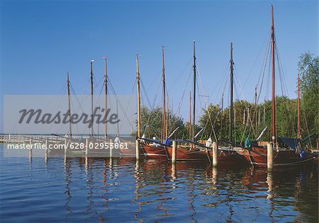 Zees boats in harbor, Wustrow, Mecklenburg-Western Pomerania, Germany