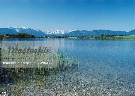 Lac au pied des Alpes de l'Allgäu, Bavière, Allemagne