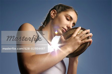 Woman holding a discus in her hands