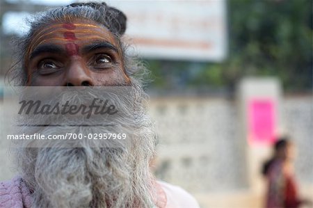 Close-up of Man, Rishikesh, Uttarakhand, India