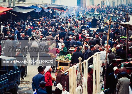 Menschenmassen in Kashgar Sonntagsmarkt, Xinjiang, China