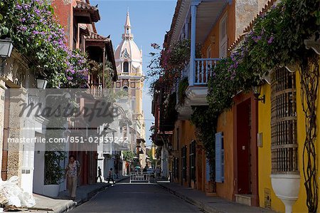 Vue vers la cathédrale, Cartagena, Colombia