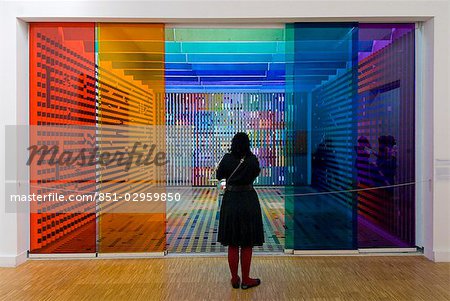 Woman looking at a art installation in the Pompidou Centre,Museum for Modern Art,Paris,France