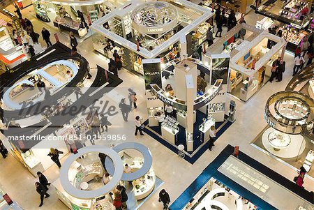 Looking down on the perfume counters of Galeries Lafayette,Paris,France