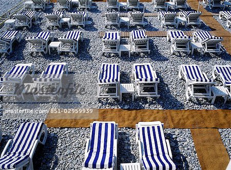 Sunbeds on the beach,Nice,France.