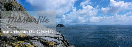 Côte des îles Skellig, vue panoramique, comté de Kerry, Irlande