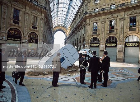 policemen look art installation,Milan,Italy