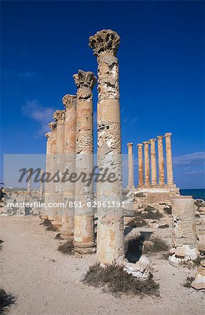 Colonnes du Temple d'Isis, Sabratha, Libye