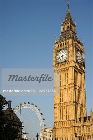 Big Ben und London Eye, London, England, UK