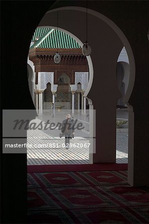 Man walking in Kairaouine Mosque,dating from AD 857,Fes,Morocco