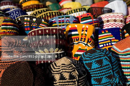 Hats in stall in souk,Marrakesh,Morocco