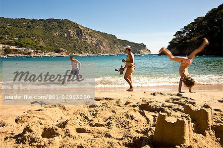 People relaxing on Begur beach,Costa Brava,Catalonia,Spain