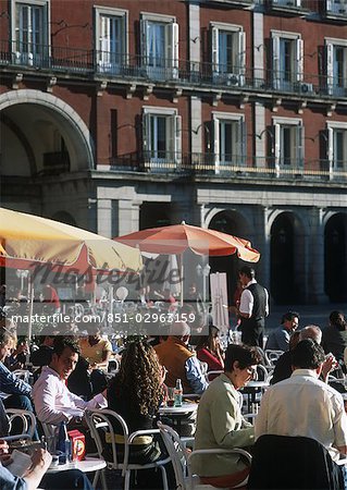 People eating and drinking in cafe,Madrid,Spain