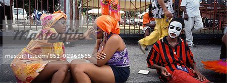 applying makeup during carnival,Port O'Spain,Trinidad