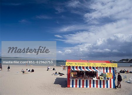 Décrochage de Burger sur la plage de Weymouth, Dorset, Angleterre, Royaume-Uni