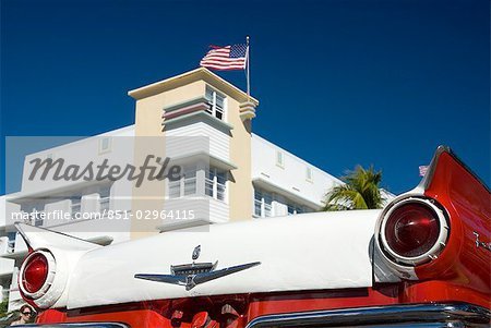 Old American car on Ocean Drive,South Beach,Miami,USA