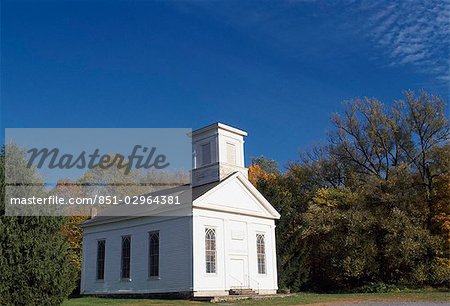 Wooden whitewashed church,New York,USA