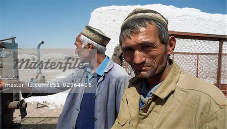 Workers,recently harvested cotton,Uzbeckistan