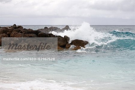 Waves Crashing on Rocky Beach, Paradise Island, Bahamas