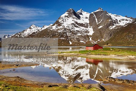 Fishing Hut and Scenic View, Raftsund, Lofoten, Norway