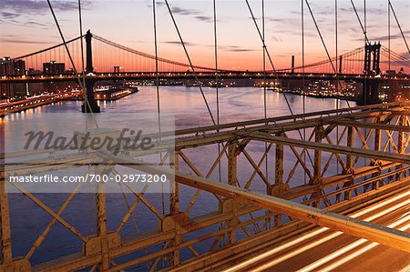 Manhattan Bridge und Brooklyn Bridge, New York City, New York, USA