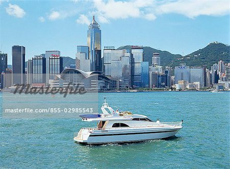 Yacht sailing at Victoria harbour, Hong Kong