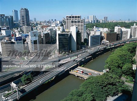 Vue sur autoroute, Tokyo, Japon