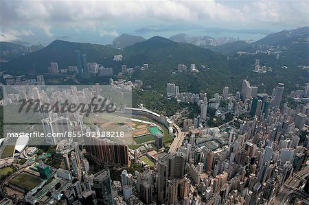 Aerial view overlooking Happy Valley, Hong Kong