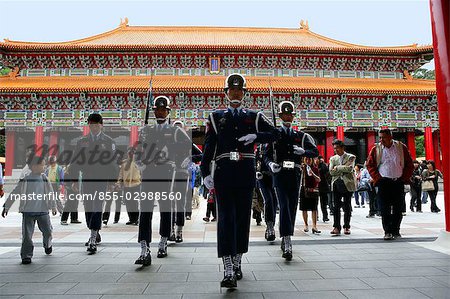 The changing guard ceremony at Martyrs' Shrine, Taipei, Taiwan