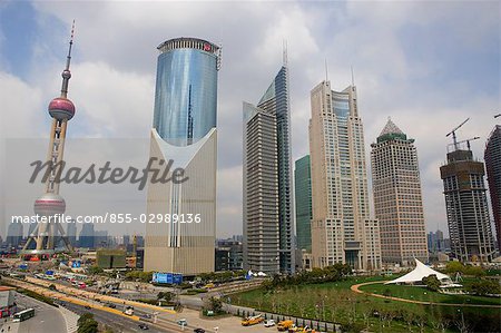 Lujiazui commercial buildings & Lujiazui Park, Pudong, Shanghai, China