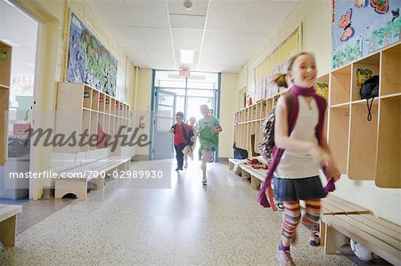 Students Running in Hallway