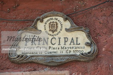 Straßenschilder, San Miguel de Allende (San Miguel), Bundesstaat Guanajuato, Mexiko, Nordamerika
