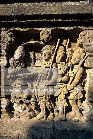 Détail, temple bouddhiste de Borobudur, patrimoine mondial de l'UNESCO, Java, Indonésie, Asie du sud-est, Asie