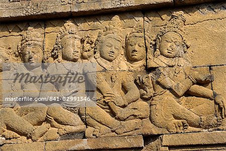 Détail, temple bouddhiste de Borobudur, patrimoine mondial de l'UNESCO, Java, Indonésie, Asie du sud-est, Asie