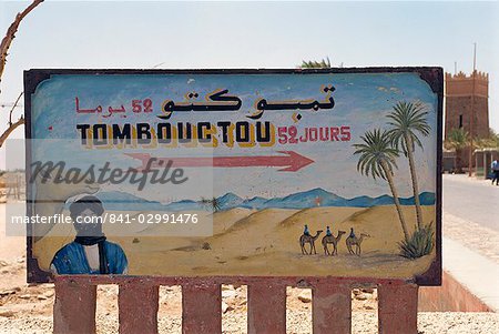 Berühmte Schild für Timbuktu, Zagora, Marokko, Nordafrika, Afrika