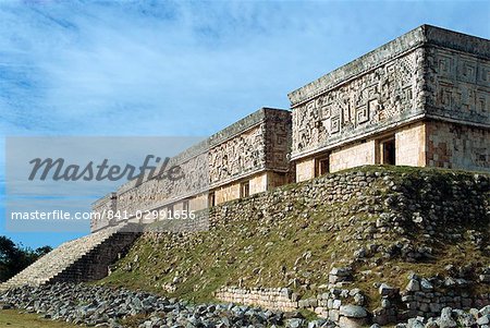 Governors Palace at Mayan site, Uxmal, UNESCO World Heritage Site, Yucatan, Mexico, North America