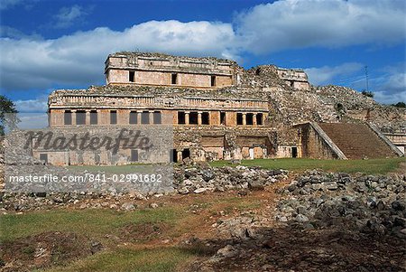 The Palace, Puuc Mayan site of Sayil near Uxmal, Sayil, Yucatan, Mexico, North America