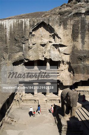 The Ellora Caves, temples cut into solid rock, UNESCO World Heritage Site, near Aurangabad, Maharashtra, India, Asia