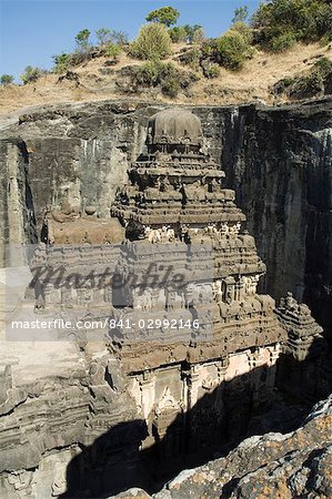 The Ellora Caves, temples cut into solid rock, UNESCO World Heritage Site, near Aurangabad, Maharashtra, India, Asia