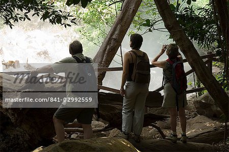 La vapeur de piscines de boue volcanique, Rincon de la Vieja National Park, au pied du volcan Rincon, Guanacaste, Costa Rica, l'Amérique centrale