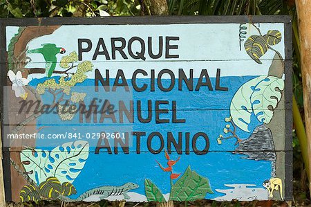 Manuel Antonio National Park sign, Costa Rica, Central America