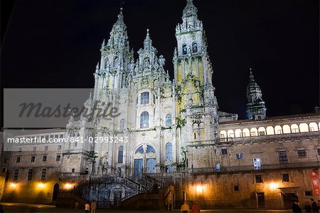 Cathédrale de Santiago sur la Plaza faire Obradoiro, patrimoine mondial UNESCO, Saint Jacques de Compostelle, Galice, Espagne, Europe