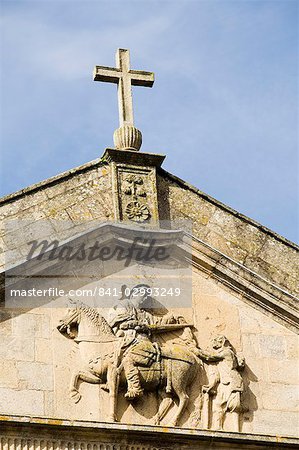 Detail of front of church of San Martin Pinario, Santiago de Compostela, Galicia, Spain, Europe