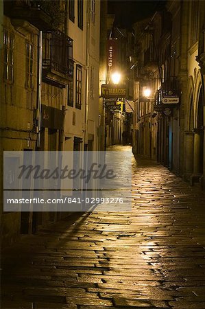 Night scene, Santiago de Compostela, Galicia, Spain, Europe