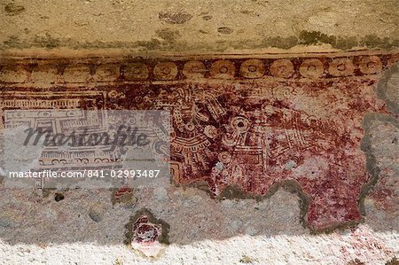 Ancienne peinture murale, Mitla, mixtèque ancien site, Oaxaca, au Mexique, en Amérique du Nord